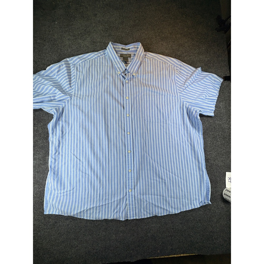 Saddlebred Big Man Mens 3X Blue White Striped Short Sleeve Button Down Shirt